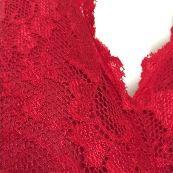 Floor Length Red Lace Windsor Evening Gown Dress - Picture 4 of 5